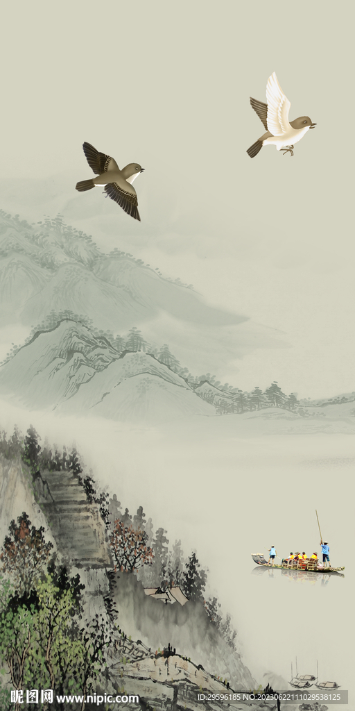 别墅 中式高档玄关 Tif分层