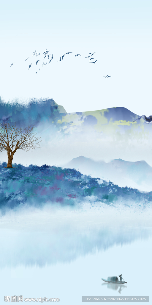 蓝色 中式爆款玄关 Tif分层