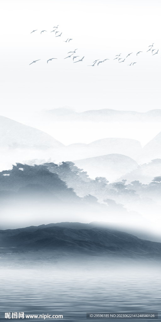 意境 简约玄关山水 tif分层