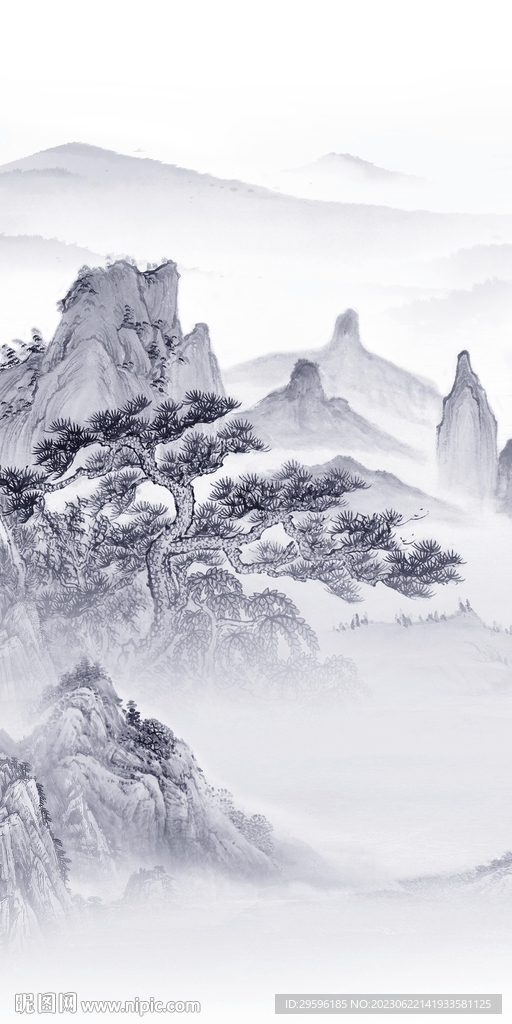 新款 简约玄关山水 tif分层