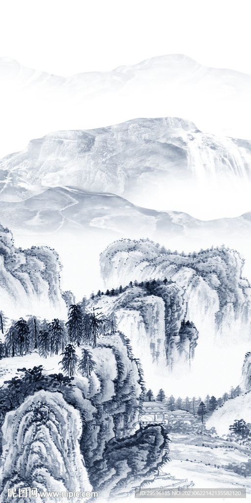 别墅 简约玄关山水 tif分层