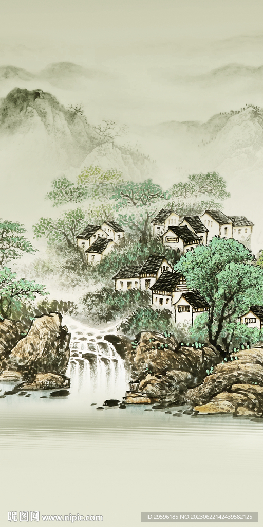 最新 简约玄关山水 tif分层