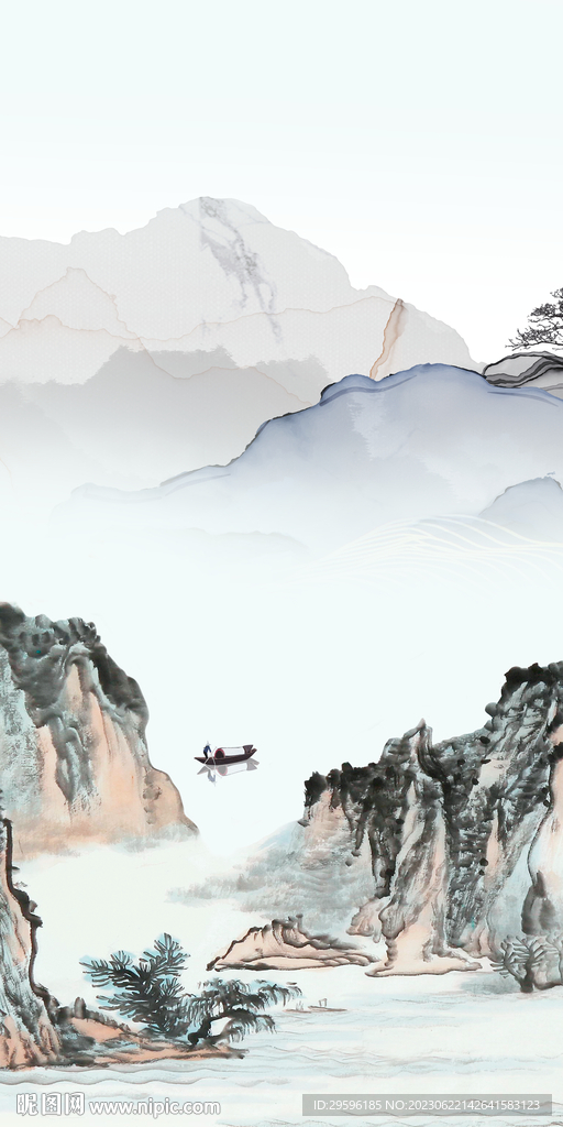 高雅 简约玄关山水 tif分层