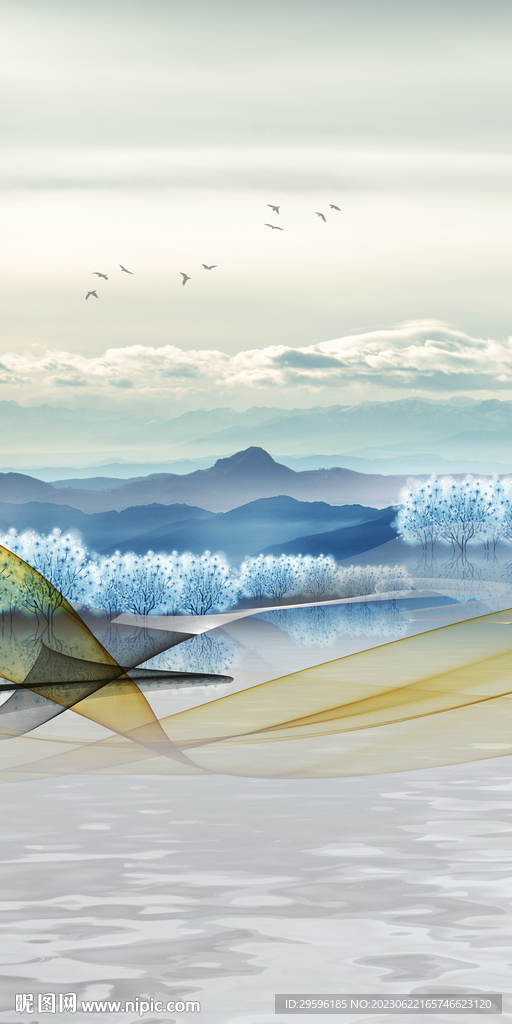 山水 高端简约玄关 tif分层