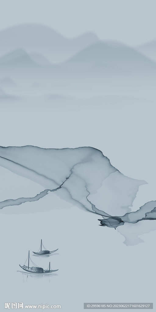 蓝色 高清简约玄关 Tif分层