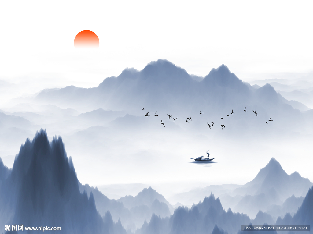 极简山水水墨背景