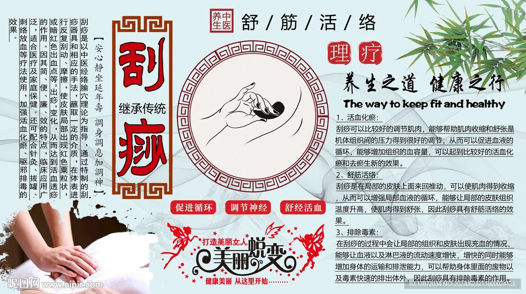 刮痧养生背景墙