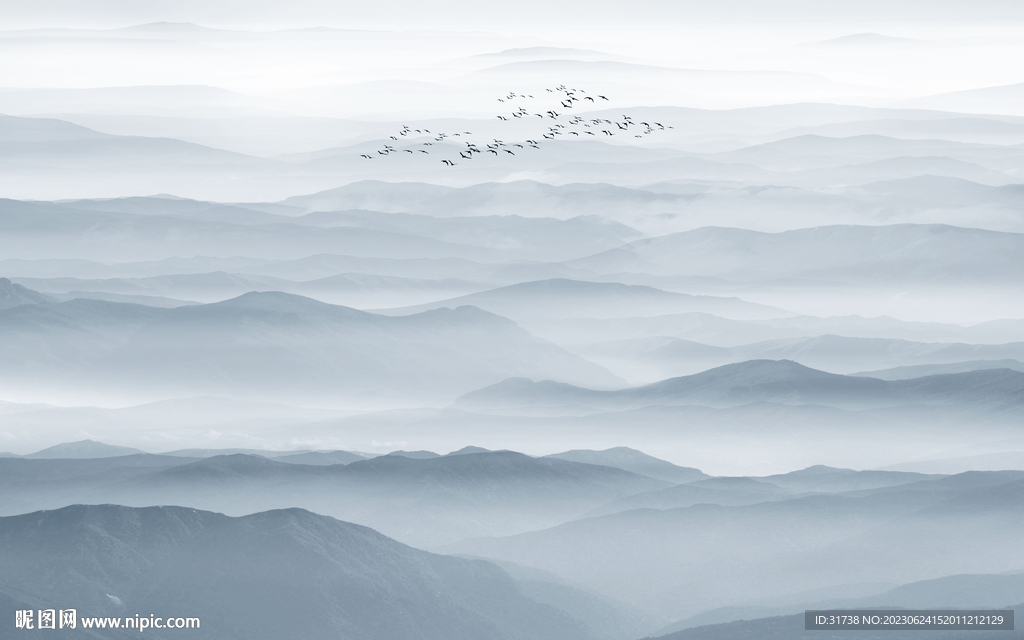 中式前台水墨画背景墙