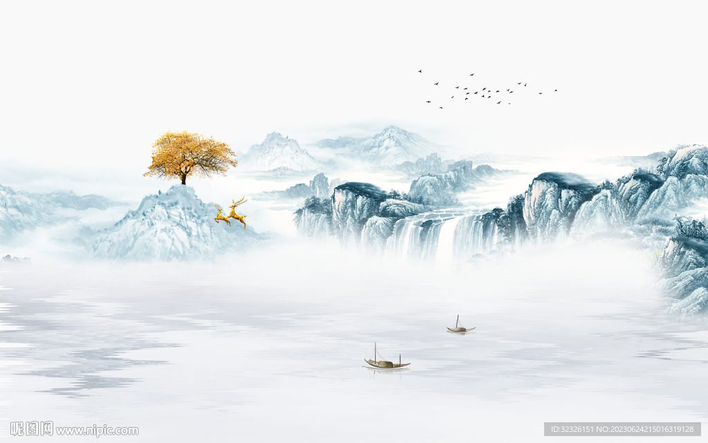 客厅 新款电视山水 tif分层