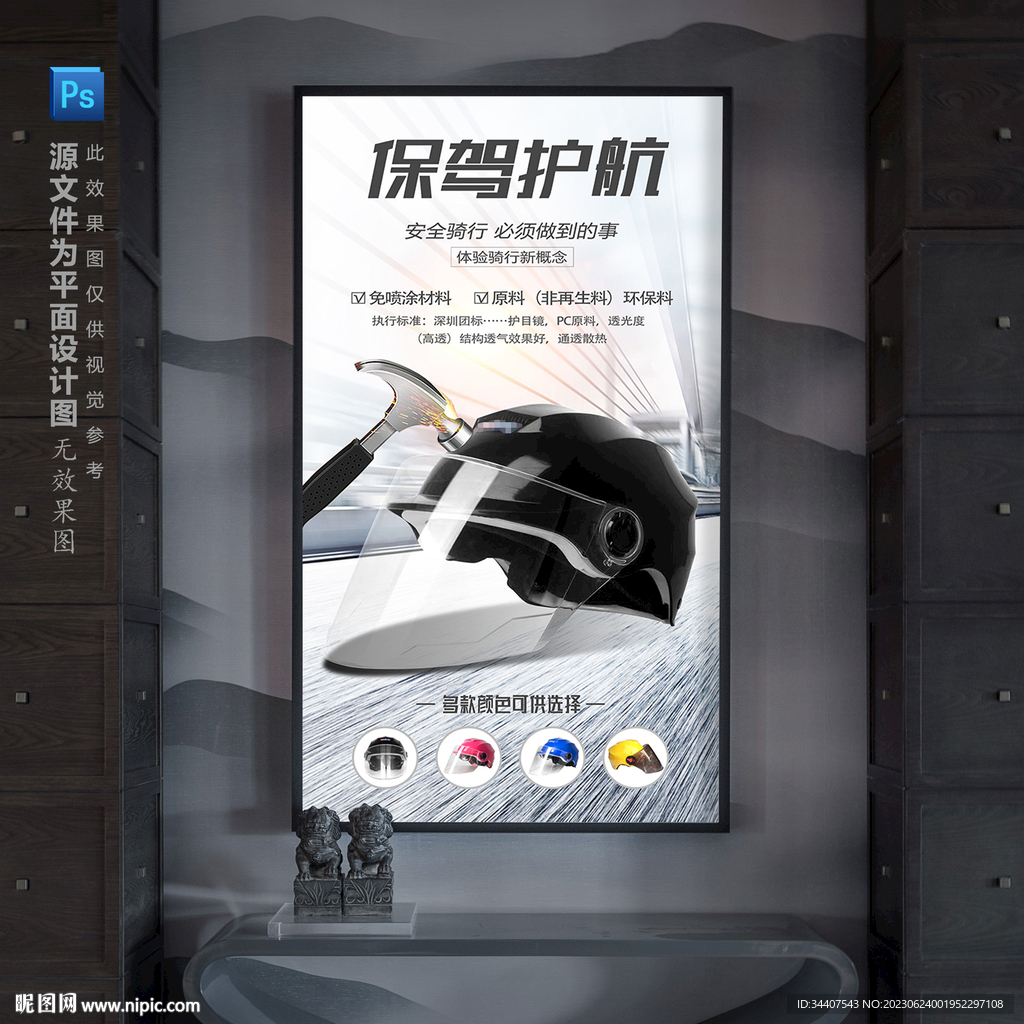 摩托车电单车安全头盔海报