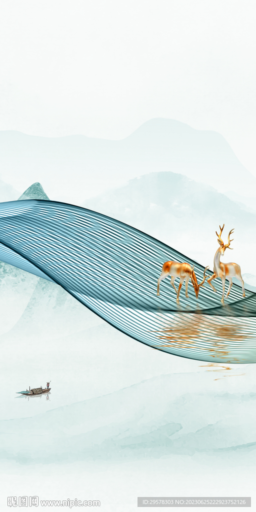 新品 中式现代玄关 Tif分层