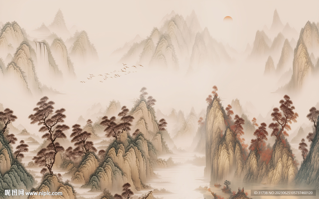 新中式水墨画背景墙