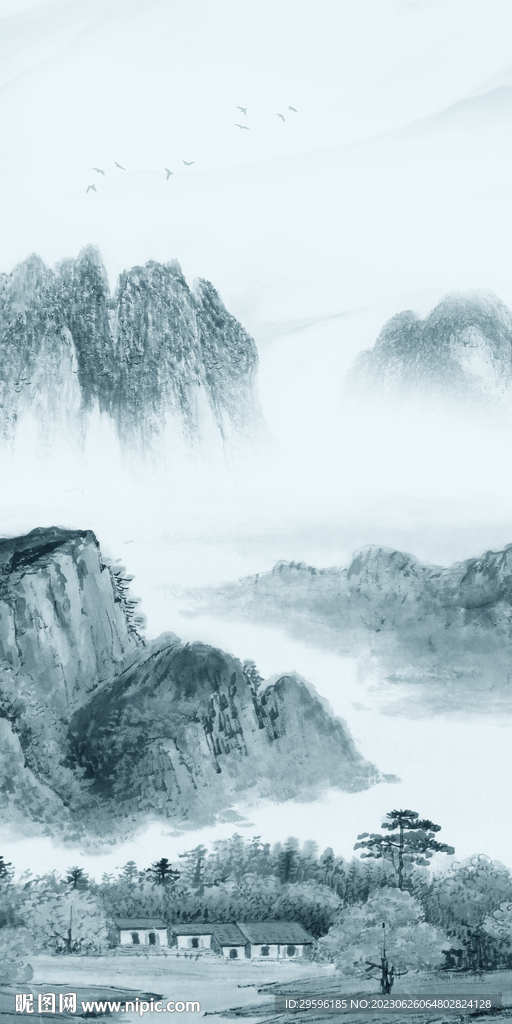 蓝色 极简高档玄关 tif分层