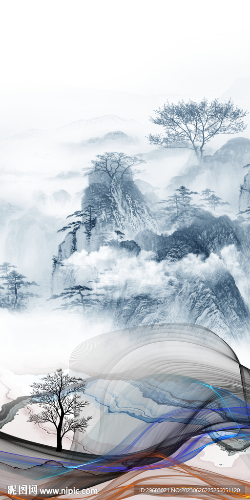 爆款 新玄关中式画 Tif分层