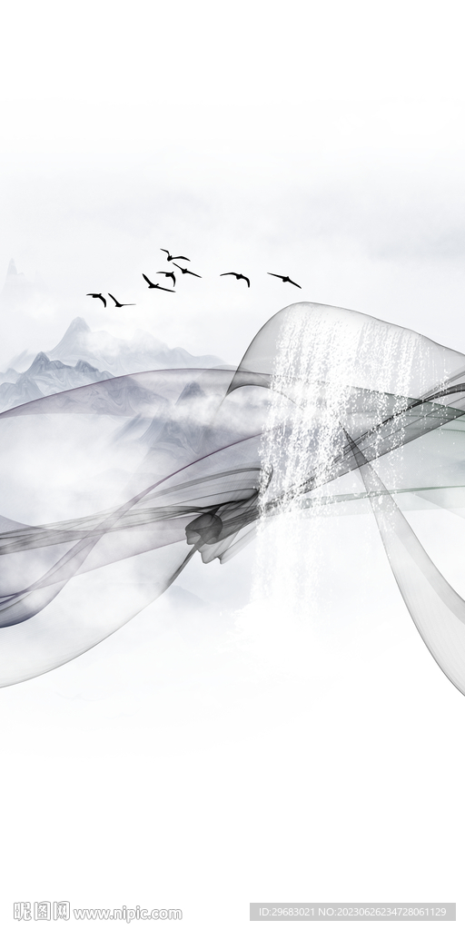 极简 高清山水玄关 Tif分层