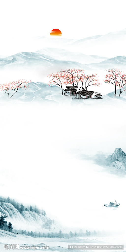 简约 高清山水玄关 Tif分层