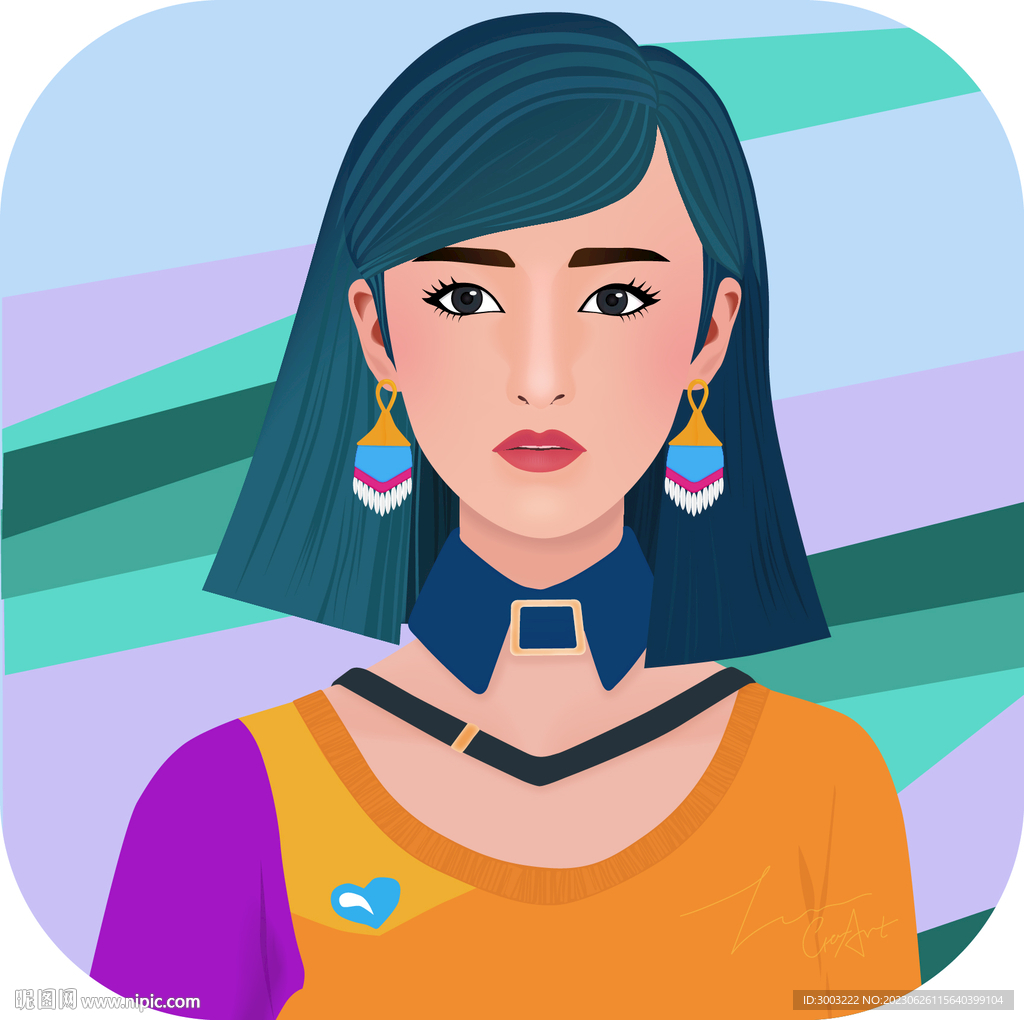 时尚多彩女性插画