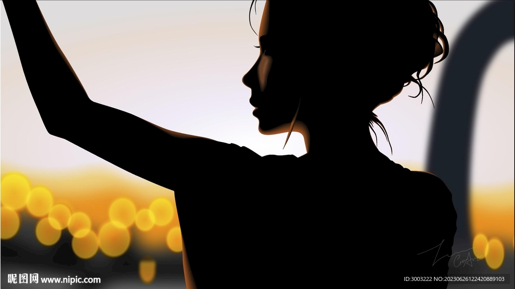 女性风景剪影-矢量可修改