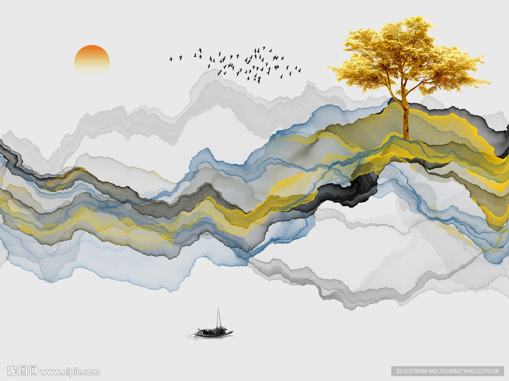 山水烟雾云雾水墨河水