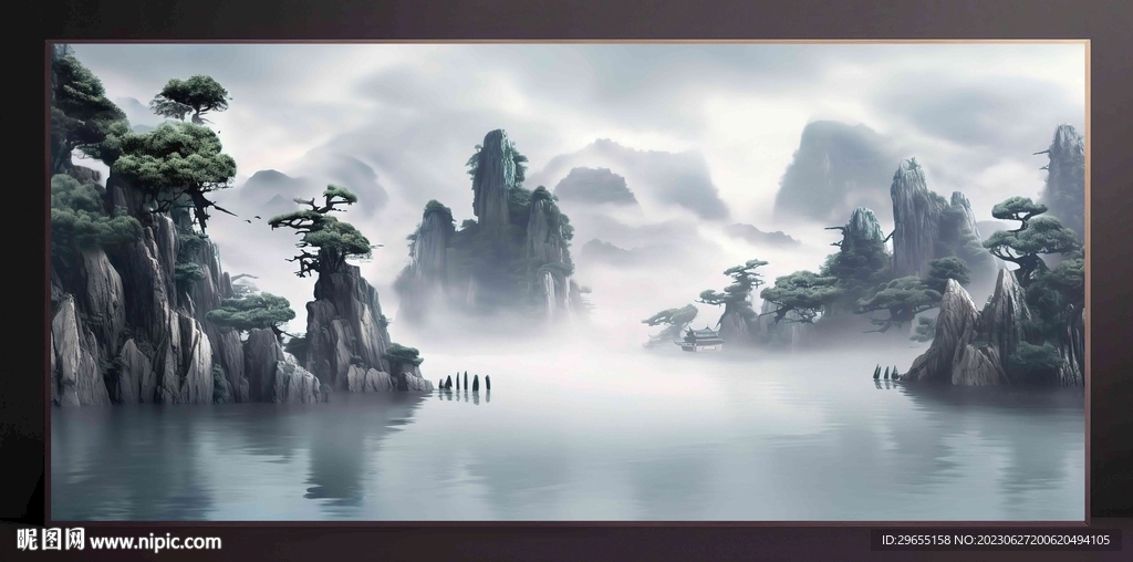 山水画装饰画无框画