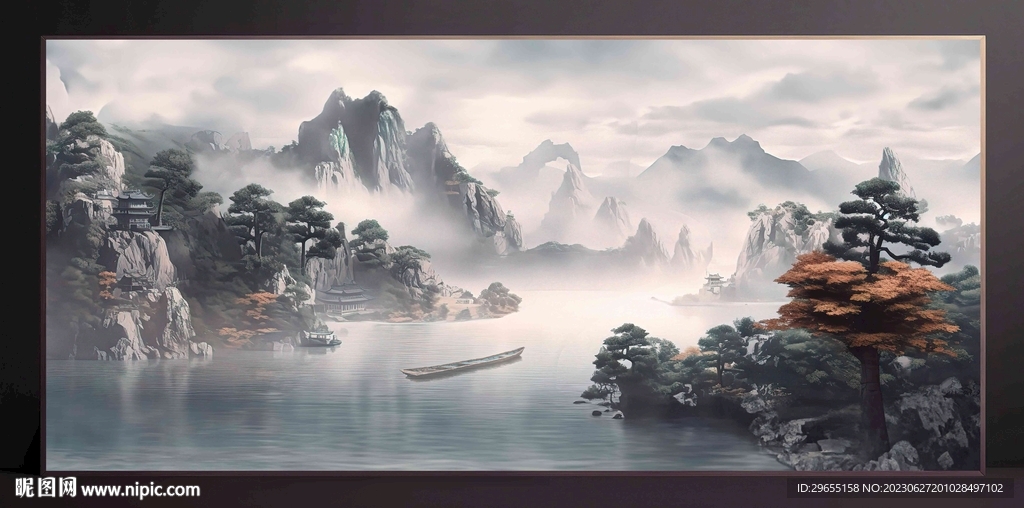 山水画装饰画无框画