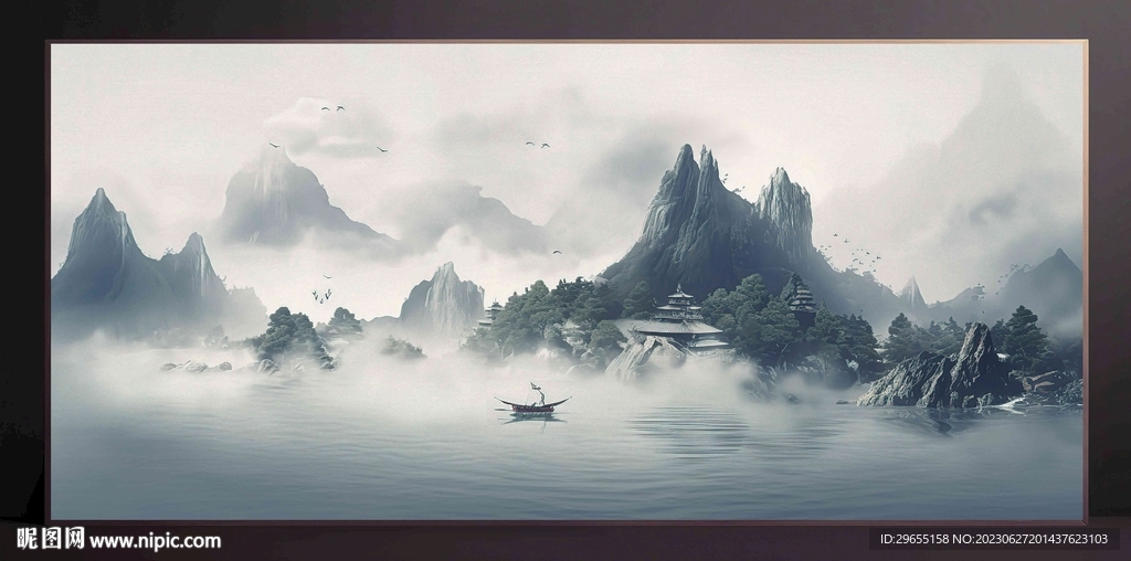 山水画装饰画无框画