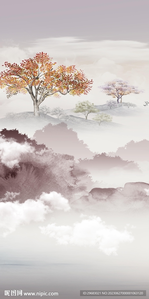 现代 高清山水玄关 Tif分层