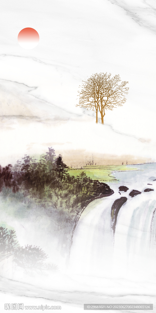 极简 山水清晰玄关 Tif分层