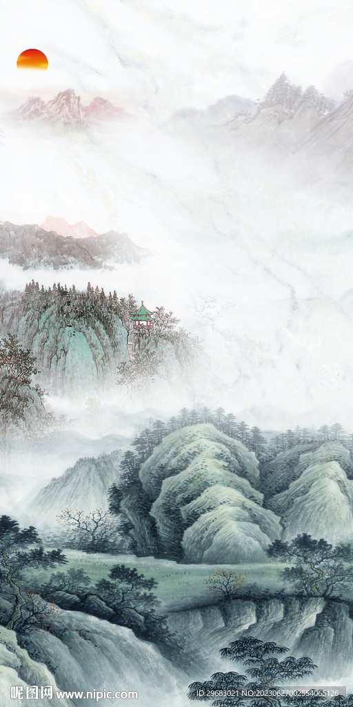 爆款 山水清晰玄关 Tif分层