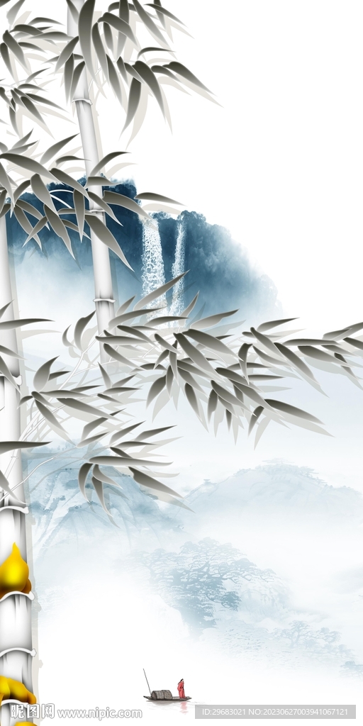 简约 山水清晰玄关 Tif分层