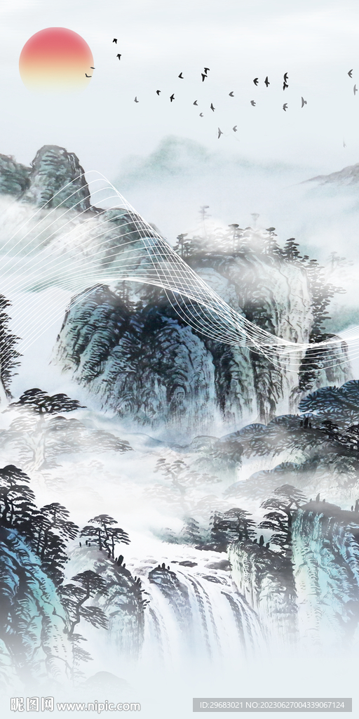 现代 山水清晰玄关 Tif分层