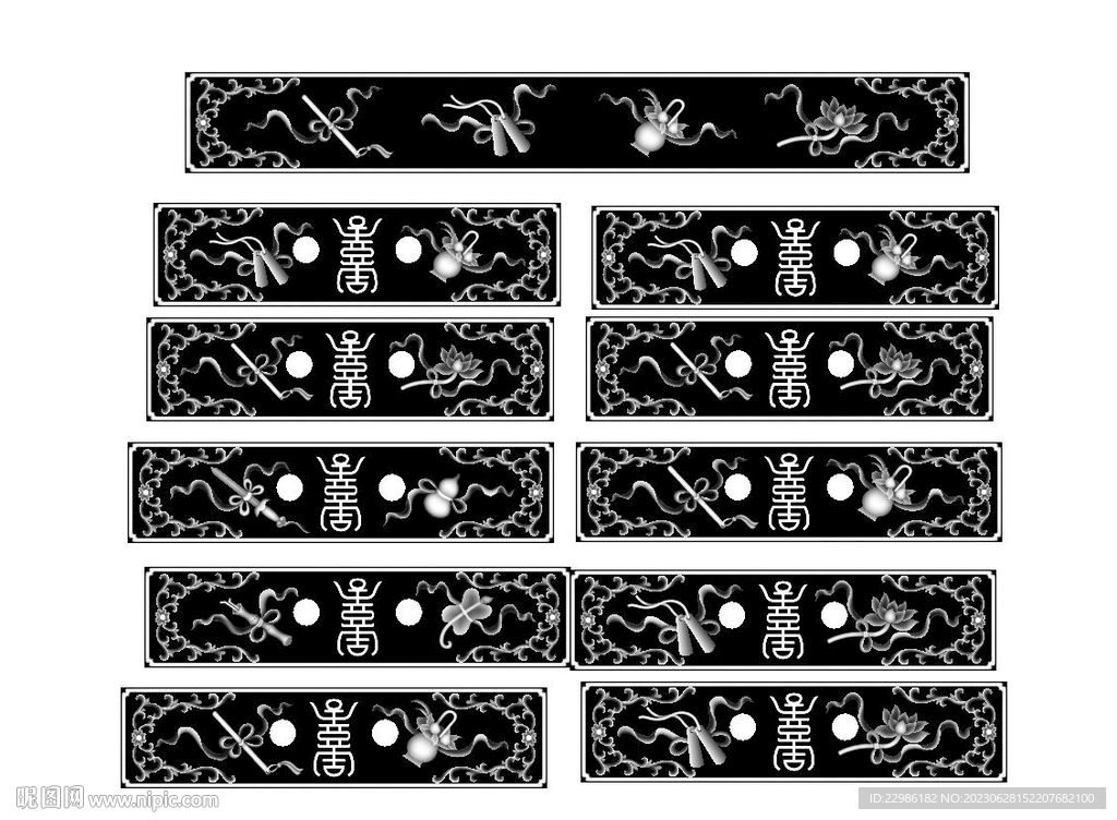 八宝藏式精雕灰度图