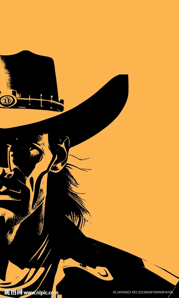 抽象西部牛仔人物画
