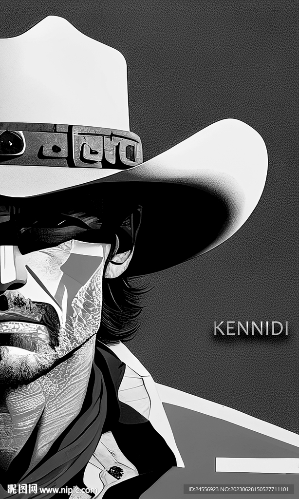 西部牛仔抽象人物画