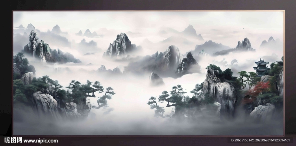 山水画装饰画无框画