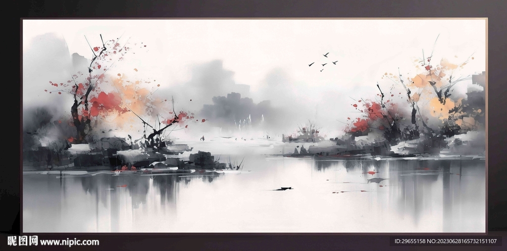 山水画装饰画无框画