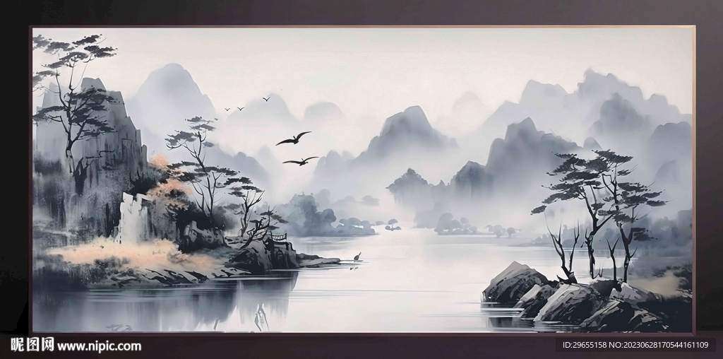山水画装饰画无框画