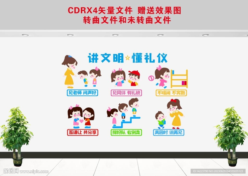 幼儿园文化墙 讲文明  懂礼仪