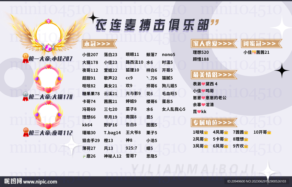 浅色背景明细冠名图设计