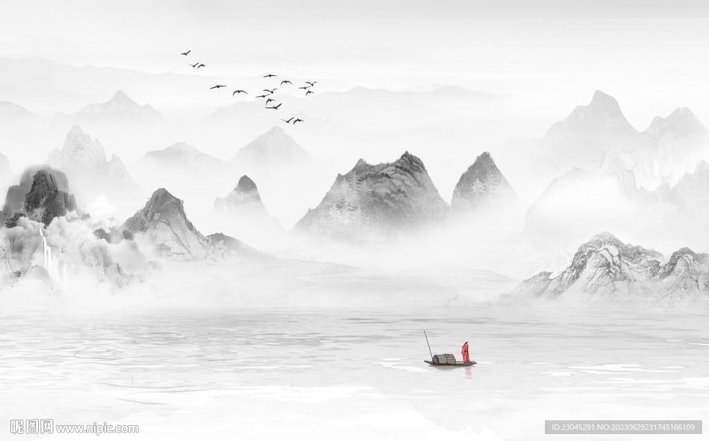 江山如画山水背景墙