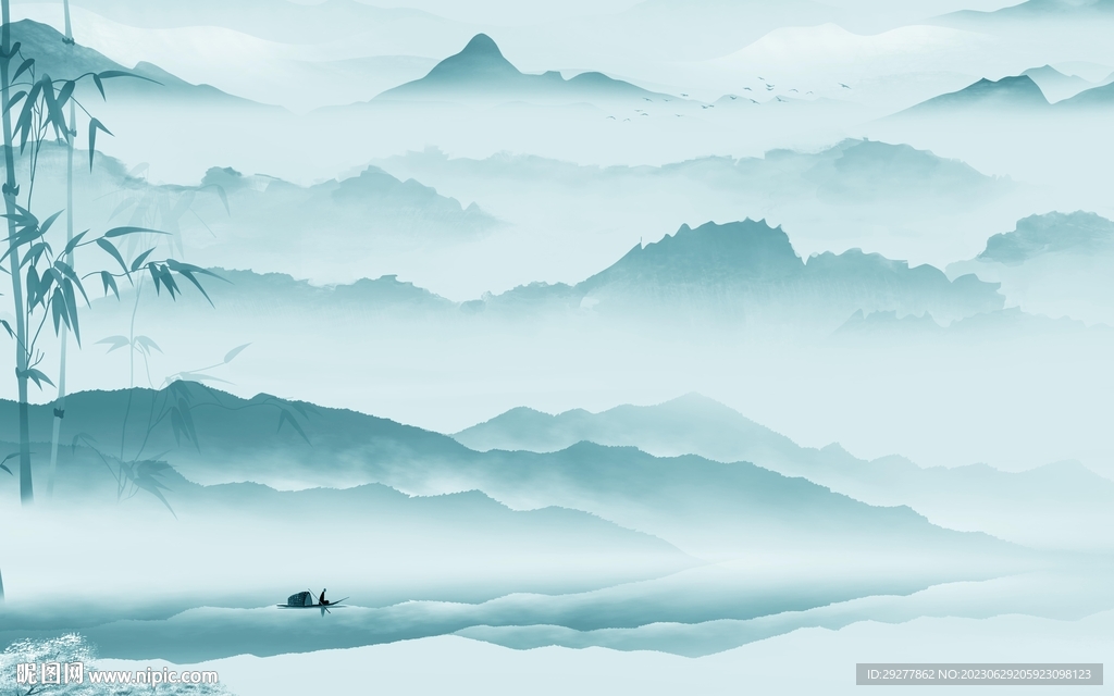 现代 山水新背景墙 TIf分层