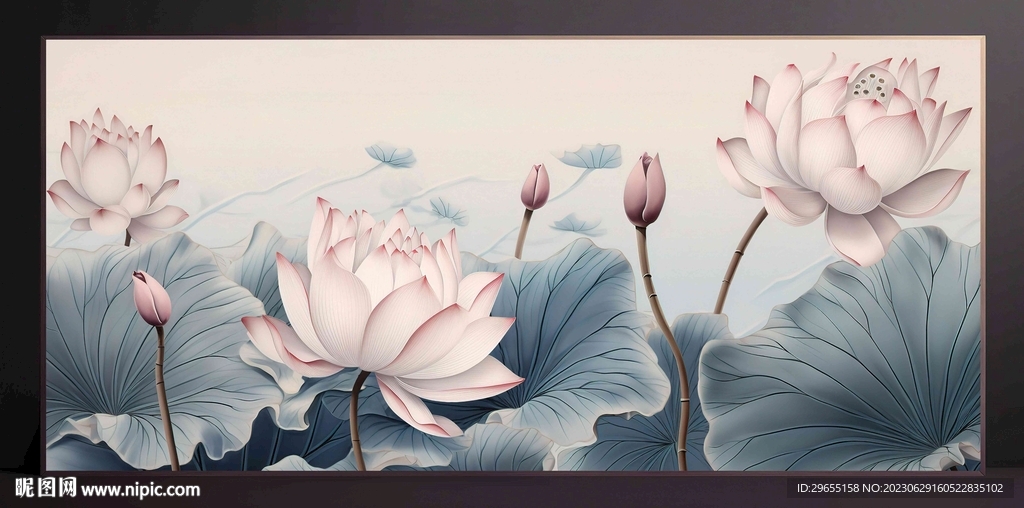 荷花装饰画无框画