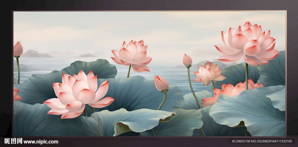 荷花装饰画无框画