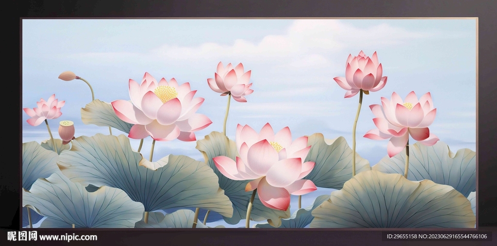 荷花装饰画无框画