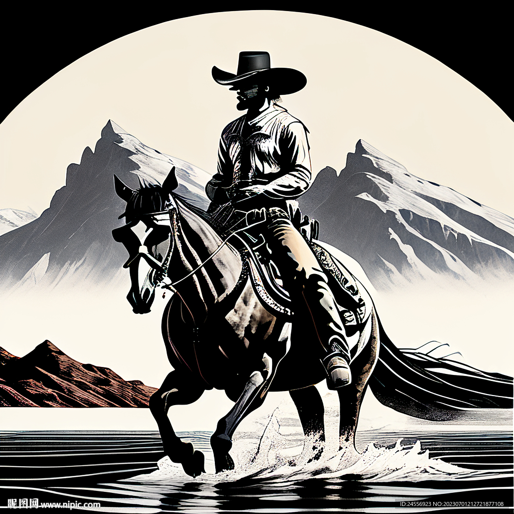 抽象西部牛仔装饰画