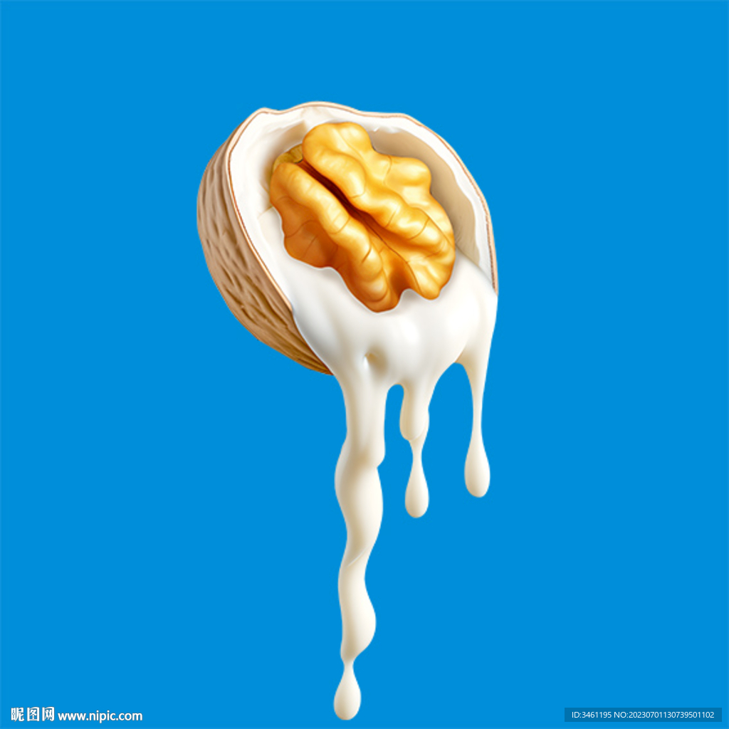 核桃牛奶奶花飞溅高清分层图