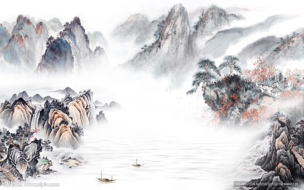 新款 最新中式山水 Tif分层