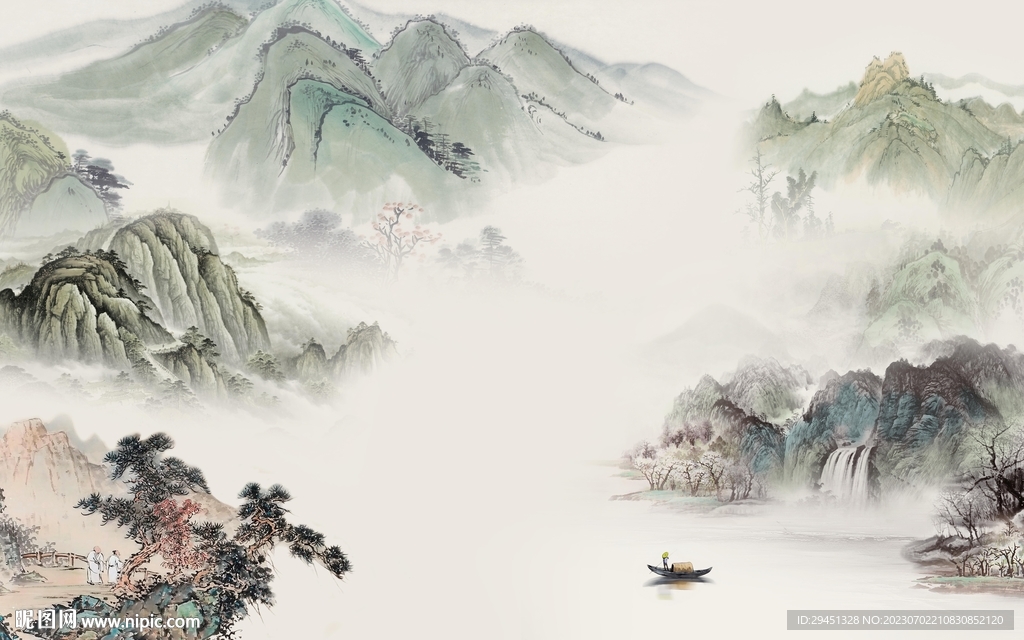 现代 最新中式山水 Tif分层