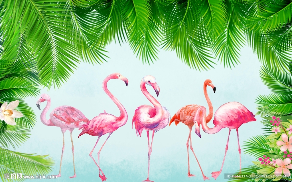 清新火烈鸟背景