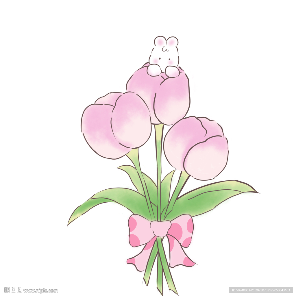 郁金香可爱插画